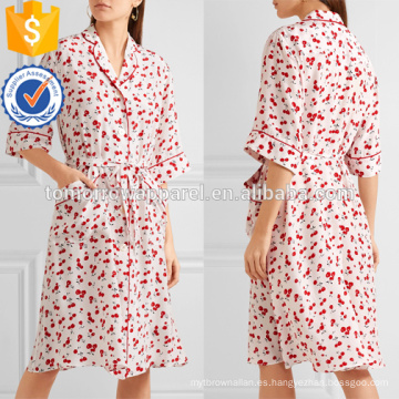 Nuevo estilo de seda impresa manga tres cuartos Midi verano vestido diario Fabricación venta al por mayor ropa de mujer de moda (TA0029D)